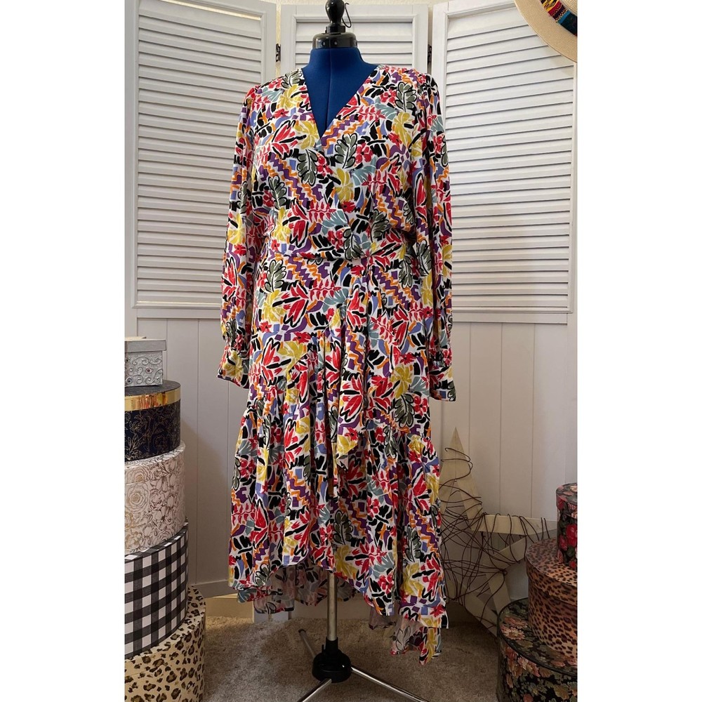 Eloquii Multicolor Floral High Low Dress